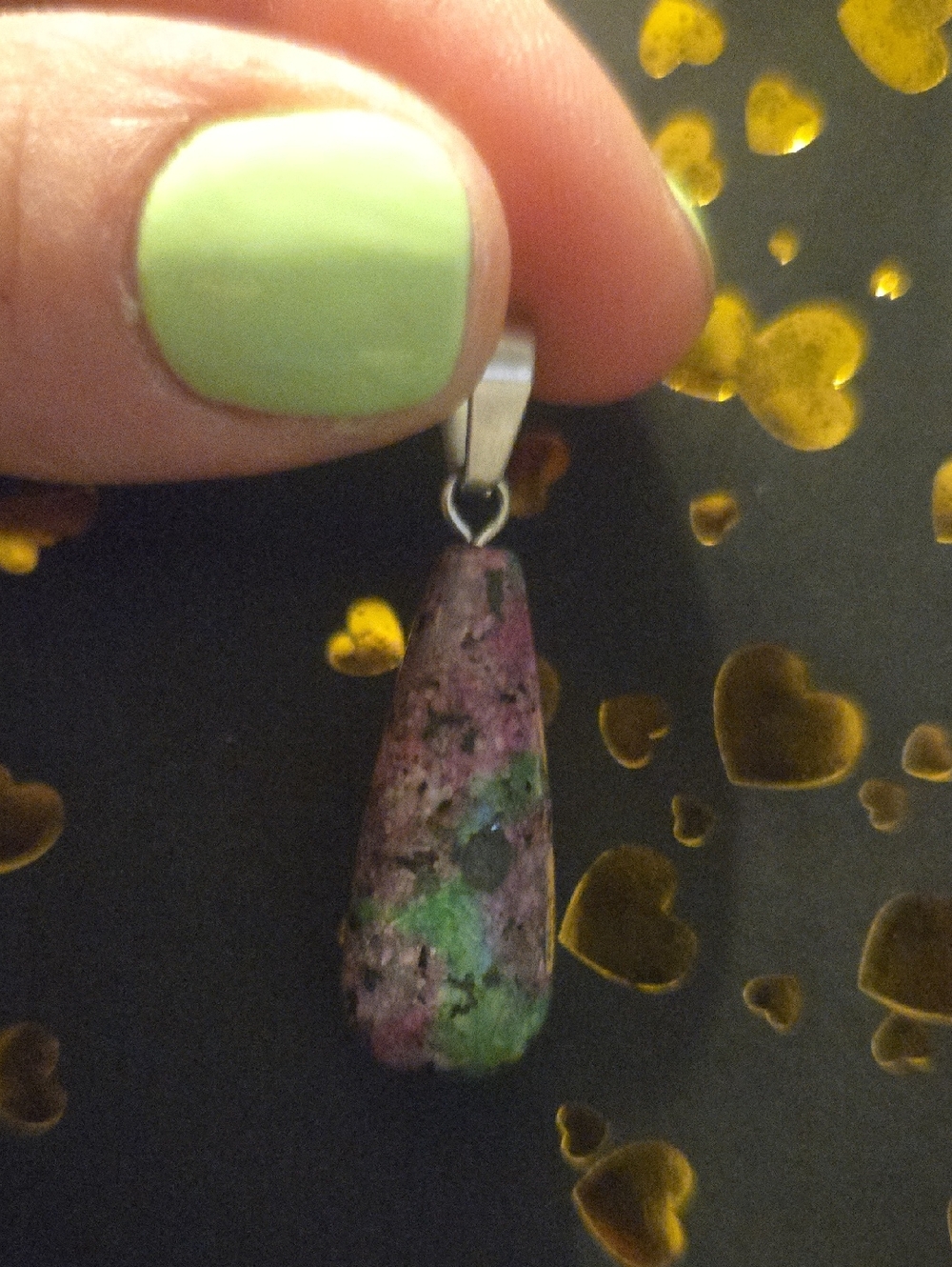 Ruby Zoisite Purple & Green Teardrop GemStone Pendant Charm